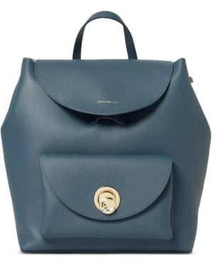 Coccinelle Sac À Dos En Cuir À Anse Dessus - Blue