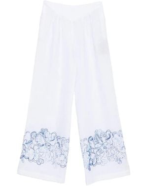 Ermanno Scervino Embroidered Linen Pants - White