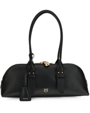 Pinko Large Escape Logo-Plaque Shoulder Bag - Black