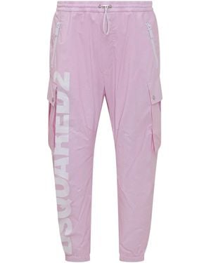 DSquared² Logo-Print Cargo Trousers - Purple
