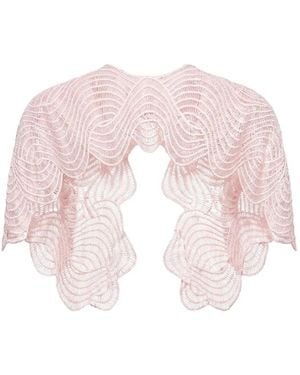 Gemy Maalouf Embroidered Scalloped Bolero - Pink
