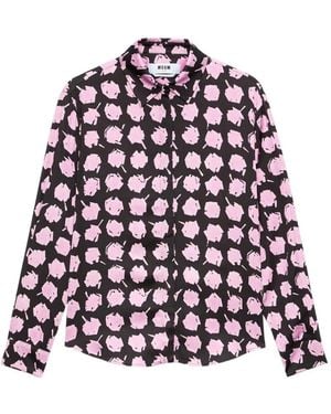 MSGM Floral-Print Shirt - White