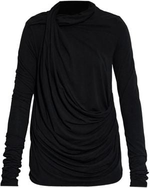 Entire studios Long-Sleeve Draped Top - Black