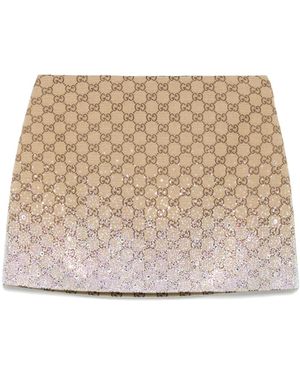 Gucci Crystal-Embellished Mini Skirt - Natural