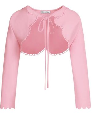 Oscar de la Renta Scallop-Trim Cardigan - Pink
