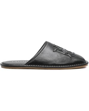 Amiri Ma Appliqué Leather Slippers - Black