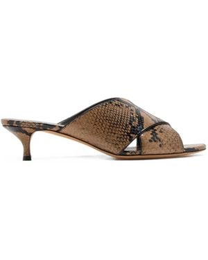 Le Monde Beryl Luca Snake-Effect Kitten-Heel Sandals - Brown