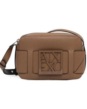 ARMANI EXCHANGE Logo-Plaque Cross Body Bag - Brown
