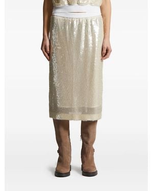 Peserico Sequin-Embellished Skirt - Natural