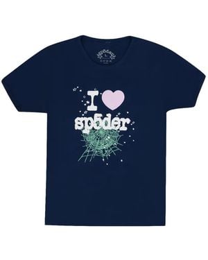 Sp5der Graphic-Print T-Shirt - Blue