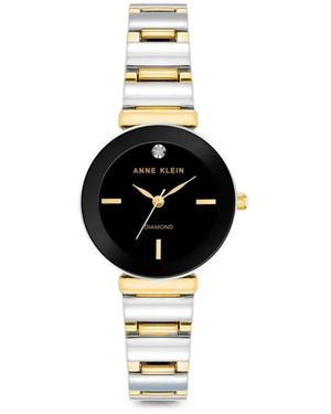 Anne Klein Diamond-Accented Two-Tone 28Mm Watch - Black