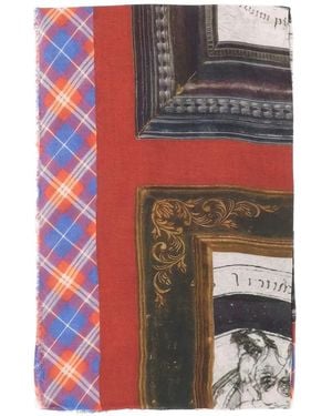 Faliero Sarti Graphic-Print Fringed Scarf - Rot