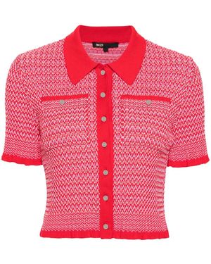Maje Ruffle-Trim Cropped Cardigan - Pink