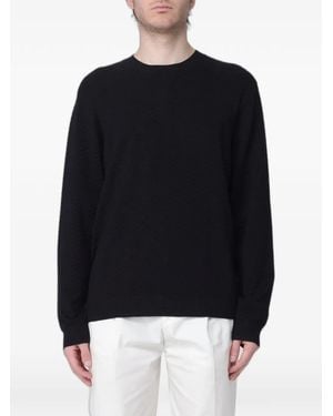 Emporio Armani Chevron-Knit Jumper - Black