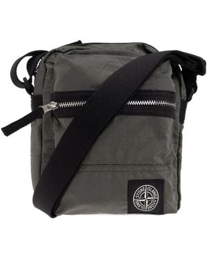Stone Island Zip-Fastening Messenger Bag - Black