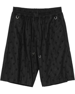 John Richmond Skull-Embroidered Drawstring Shorts - Black