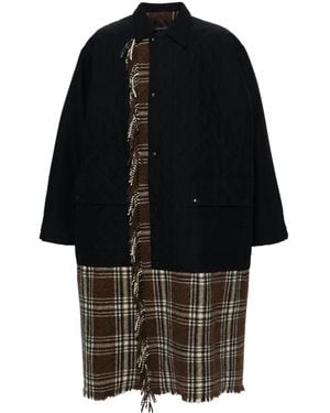 Balenciaga チェック レイヤード パーカーコート - ブルー