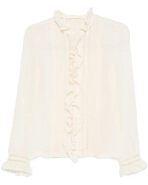 Doen Magdeleine Ruffled Lace-Trim Top - White