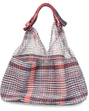 Epice Elziver Check-Pattern Mesh Shoulder Bag - Purple