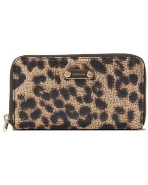 Borbonese Leopard-Print Zip-Around Wallet - Gray