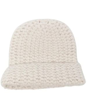 Liska Chunky-Knit Cashmere Beanie Hat - White