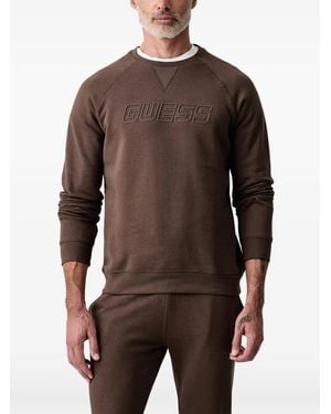 Guess Raglanärmel-Pullover Mit Logo-Prägung - Braun