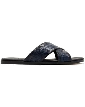 Magnanni Leather Flat Sandals - Blue