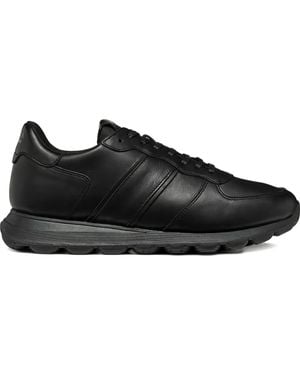 Geox Spherica Leather Panelled Trainers - Black