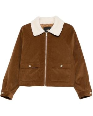 Maje Jacke mit Shearling-Kragen - Braun