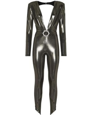 Philipp Plein Mono largo con apliques de cristal - Negro
