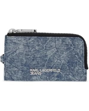 KARL LAGERFELD Acid-Wash Card Holder - Blue