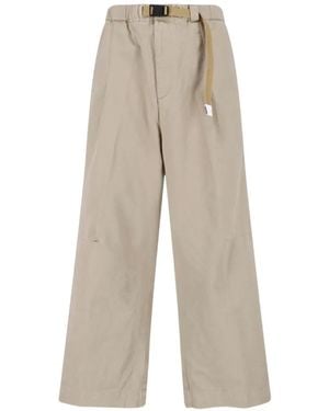 White Sand Belted Wide-Leg Trousers - White