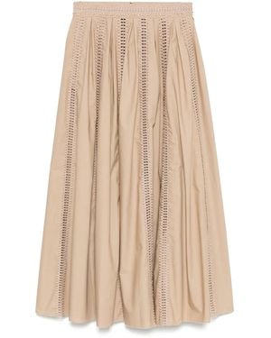 Elie Saab Trim Embellished Poplin Skirt - Natural