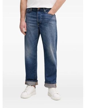 Benetton Logo-Patch Straight-Leg Jeans - Blue