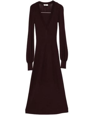 Elisabetta Franchi V-Neck Balloon-Sleeve Dress - Purple