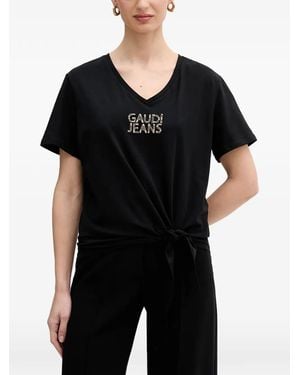 GAUDI Logo-Embellished Knot-Detail T-Shirt - Black