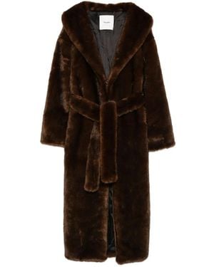 Nanushka Shawl-Collar Belted Coat - Black