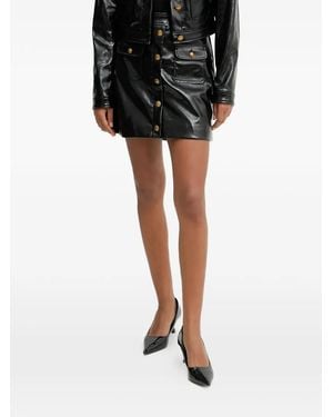 Guess Button-Up Faux-Leather Mini Skirt - Black