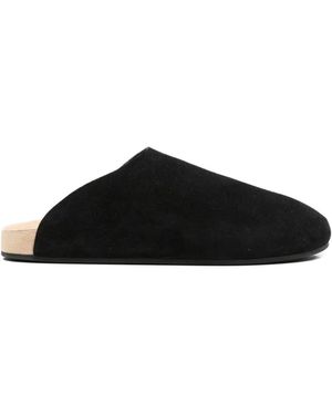 The Row Hudson Suede Mules - Black