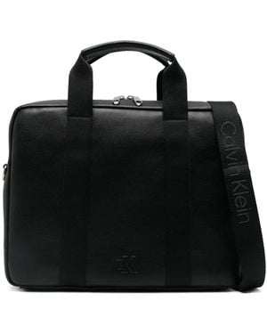 Calvin Klein Pochette D'Ordinateur À Fermeture Zippée - Noir