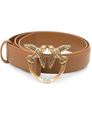 Pinko Love Berry Leather Belt - Brown
