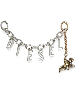 DIESEL Cherub Letter-Charm Keyring - Metallic