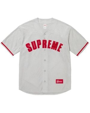 Supreme Mesh Logo-Appliqué Baseball Jersey - White