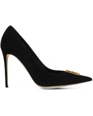 Elisabetta Franchi Logo-Plaque Suede Court Shoes - Black