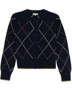 Moismont Argyle-Pattern Cardigan - Blue