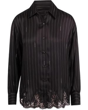 ERMANNO FIRENZE Lace Pinstripe Shirt - Black