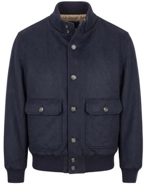 Barba Napoli Cashmere Button-Up Jacket - Blue