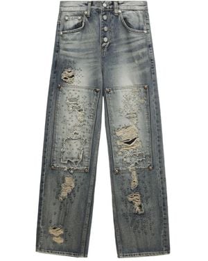 THUG CLUB Distressed Studded Jeans - Grey