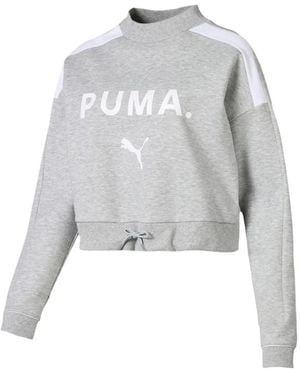 PUMA Logo-Print Cropped Sweatshirt - White