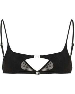 Mugler Bikinioberteil mit Logo-Schild - Schwarz
